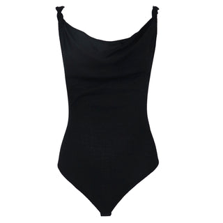black cowl neck bodysuit