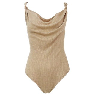 camel cowl neck bodysuit