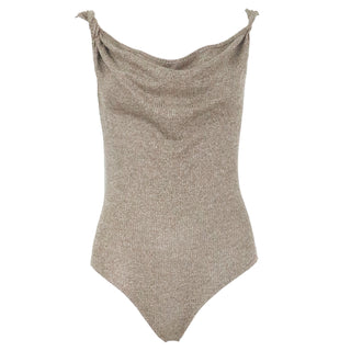 neutral colour cowl neck bodysuit day wear