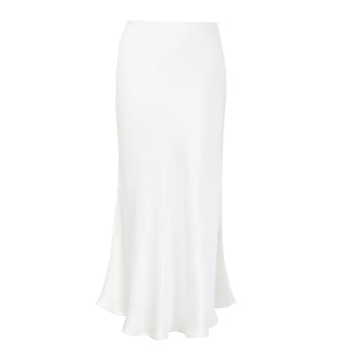 Grace satin Skirt in Pearl White