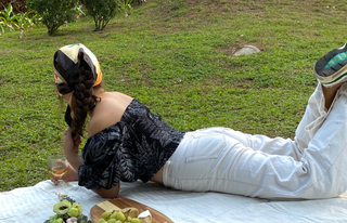 Florence Smocked puffed shouders Top in Black