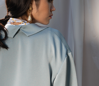 Róu Classic PJ Suits Set in Steel Blue