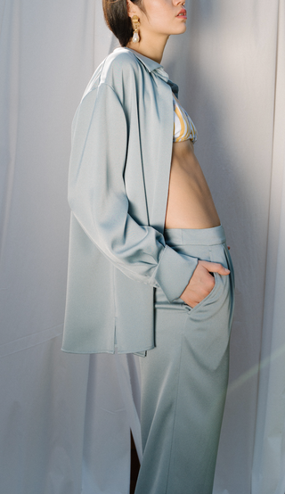 Róu Classic PJ Suits Set in Steel Blue