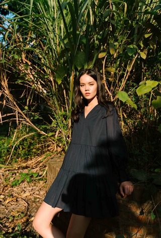 Sophia Tiered Dress in Navy