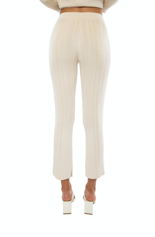Nola Rib Knit Pants Off-White Camel Combo
