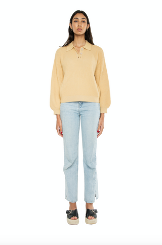 Zenni Collared knit Sweater Camel