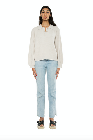 Zenni Collared knit Sweater Stone