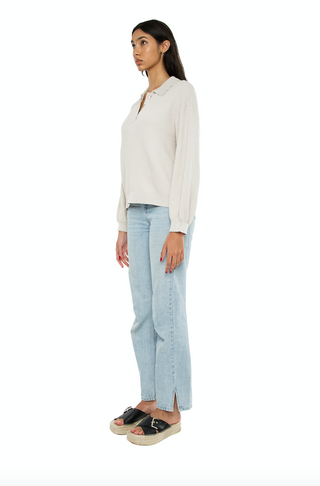 Zenni Collared knit Sweater Stone