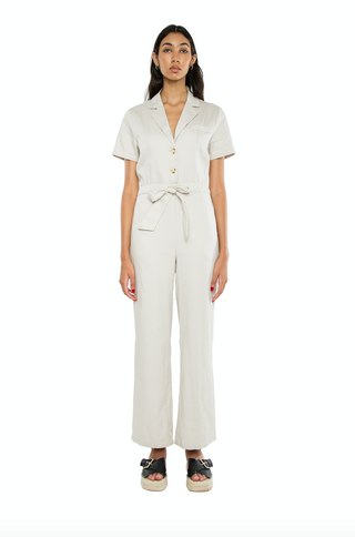 Harper Collared Jumpsuit Coconut Cream