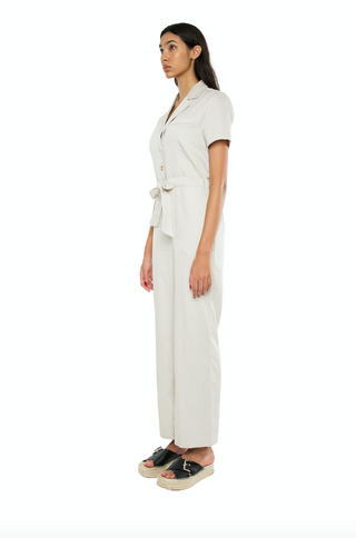 Harper Collared Jumpsuit Coconut Cream