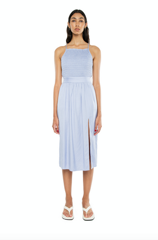 Nora Midi Silk Dress Sky Blue