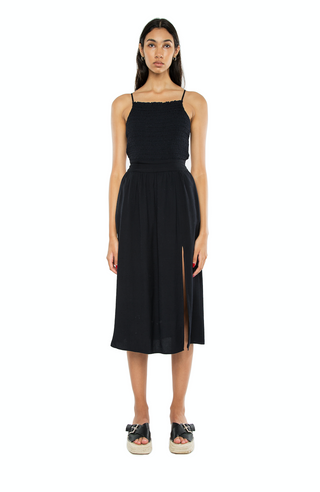 Nora Midi Silk Dress Black