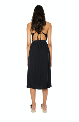 Nora Midi Silk Dress Black