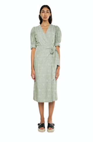 Eleanor Dress in Sage Jacquard