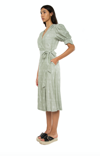 Eleanor Dress in Sage Jacquard