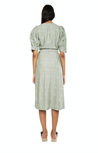 Eleanor Dress in Sage Jacquard