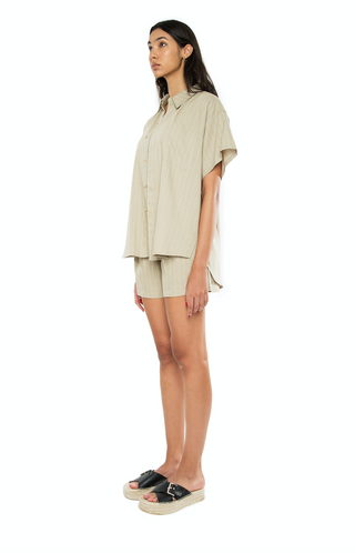 Willa Oversized Shirt Striped Khaki