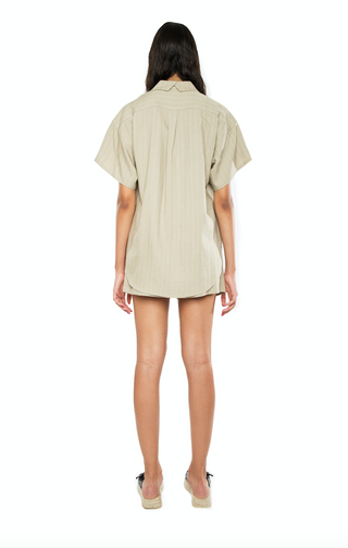Willa Oversized Shirt Striped Khaki
