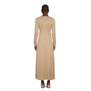 twisted knit dress maxi dress party dress neutral color date night