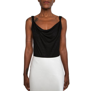 black cowl neck bodysuit