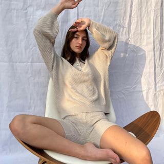 Zenni Collared knit Sweater Stone