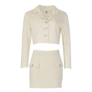 skirt two piece set blazer two piece set cropped blazer with mini skirt with jersey short lining
