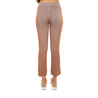Nola Rib Knit Pants Cacao Skyblue Combo