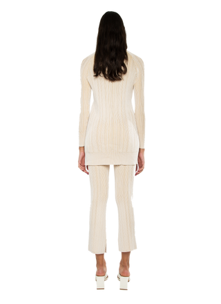 Ellie Rib Knit Dress/ Cardigan Off-White Camel Combo