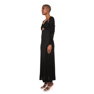 twisted knit dress maxi dress party dress  black dress