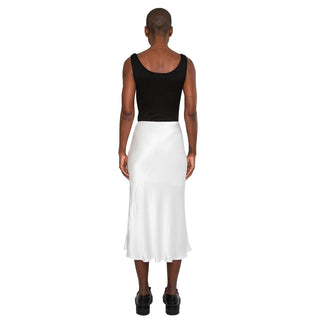 Grace satin Skirt in Pearl White