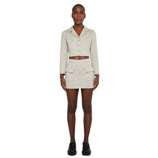skirt two piece set blazer two piece set cropped blazer with mini skirt with jersey short lining