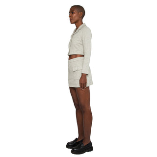 skirt two piece set blazer two piece set cropped blazer with mini skirt with jersey short lining