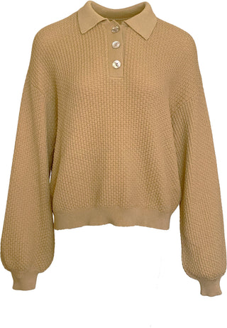 Zenni Collared knit Sweater Camel